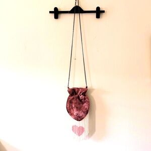 Free People Velvet and Beaded Pouch Bag Color: Mauve Rose